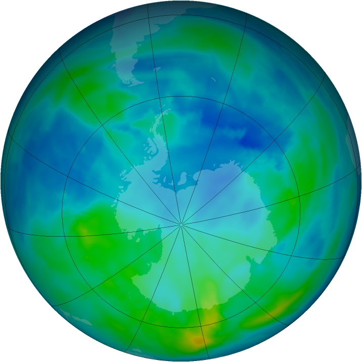 Antarctic ozone map for 25 April 2014